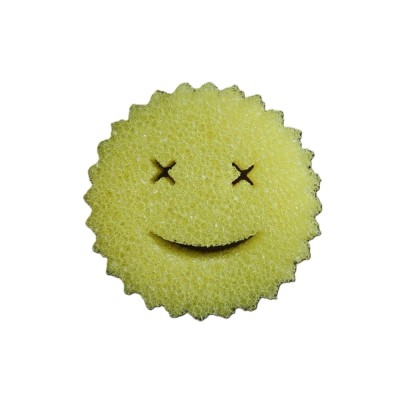 Burete de Vase, Cyrax, Rotund, din Burete PU, Model Smiley Face, Doua Fete, 10 x 4 cm, Galben foto