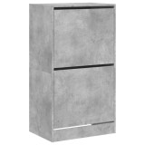 Cumpara ieftin Dulap de pantofi 2 sertare rabatabile, gri beton, 60x42x108 cm