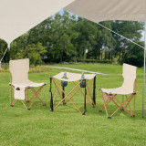 Set camping pliabil Banzi 1 masa si 2 scaune textil bej [casa.pro] HausGarden Leisure