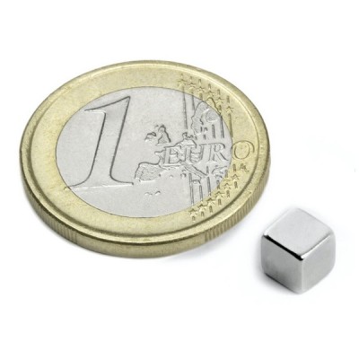 Magnet neodim cub de 5 mm, putere 1,1 kg, N42 foto