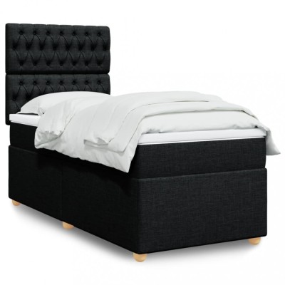 vidaXL Pat box spring cu saltea, negru, 100x200 cm, textil 3293500 foto