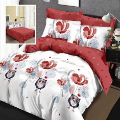 Lenjerie pat dublu,bumbac finet,6 piese,cearceaf normal 220x240cm, cearceaf pilota 200x220cm, 2 fete de perna 50x70, 2 fete de perna 70x70-M247