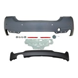 Set bara spate BMW Seria 4 GC (F36), 12.2013-, cu catadioptri, cu gauri senzori parcare; grunduit, de vopsit; type M-Tech; cu spoiler; cu iesiri evac