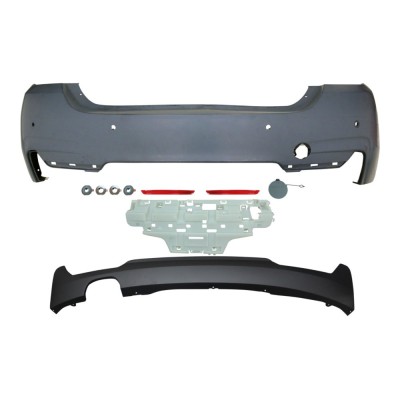 Set bara spate BMW Seria 4 GC (F36), 12.2013-, cu catadioptri, cu gauri senzori parcare; grunduit, de vopsit; type M-Tech; cu spoiler; cu iesiri evac foto