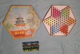 Joc complet de colectie Sah chinezesc Marble Checkers varianta rara cu 10 bile, anii 1970 - 1980