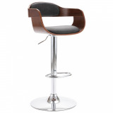 vidaXL Scaun de bar, placaj și material textil gri