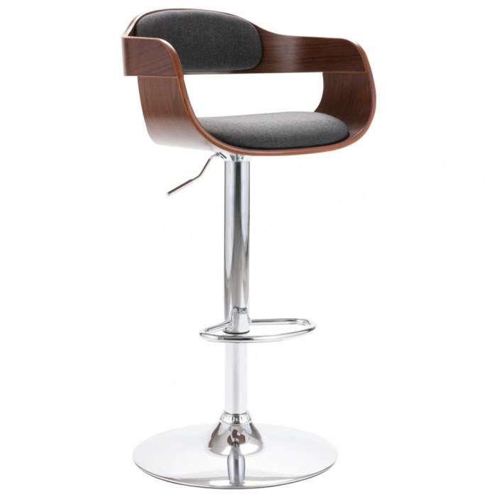 vidaXL Scaun de bar, placaj și material textil gri