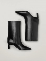 Botine Massimo Dutti, din piele, cu toc mic foto