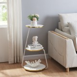 Masa laterala Sipoo alb auriu cu 3 rafturi [en.casa] HausGarden Leisure, [en.casa]