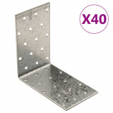 VidaXL Suporturi unghiulare 40 buc. 2 mm 100x60x100 mm oțel galvanizat