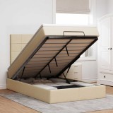 vidaXL Cadru de pat otoman cu saltea crem 120x190cm stofa 3313145