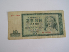 MDBS - BANCNOTA GERMANIA DEMOCRATA - DDR - 10 MARCI - 1964 foto