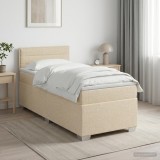 Cumpara ieftin Pat boxspring cu saltea cu headboard Crem 80 x 200 cm Tesatura