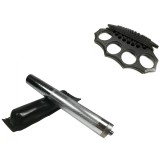 Cumpara ieftin Set Autoaparare: Baston Telescopic Otel Argintiu 64cm + Box Metalic Negru. Extensibil, Compact 20cm, Husa Curea