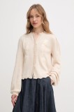 Hoss Intropia cardigan din bumbac femei, culoarea bej, 6319508
