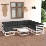 VidaXL Set mobilier de grădină cu perne, 8 piese, lemn masiv de pin 3076760
