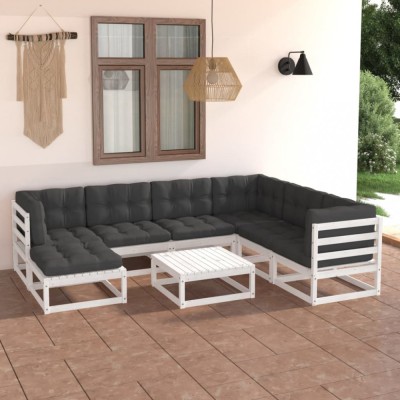vidaXL Set mobilier de grădină cu perne, 8 piese, lemn masiv de pin 3076760 foto