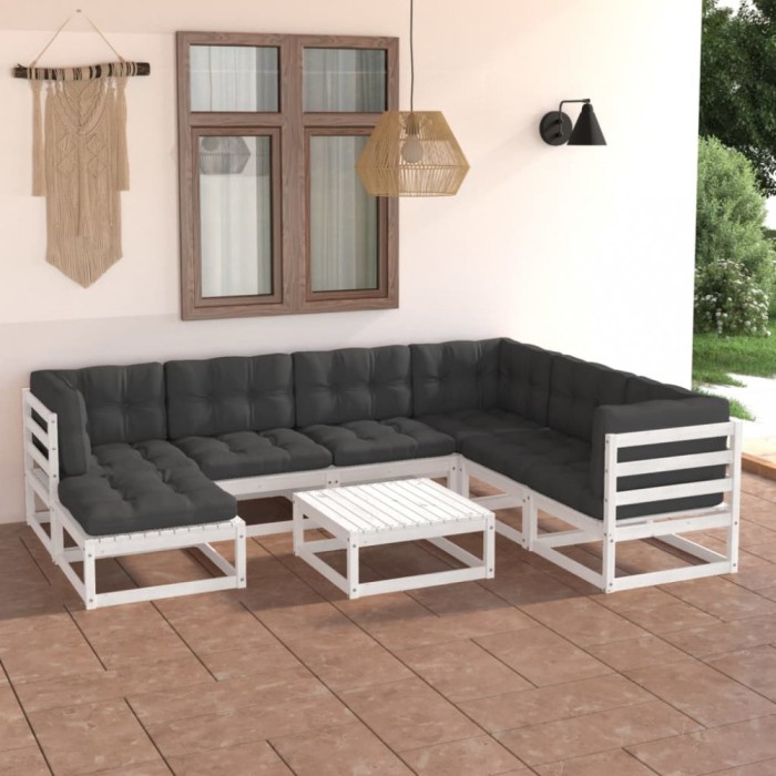 vidaXL Set mobilier de grădină cu perne, 8 piese, lemn masiv de pin 3076760