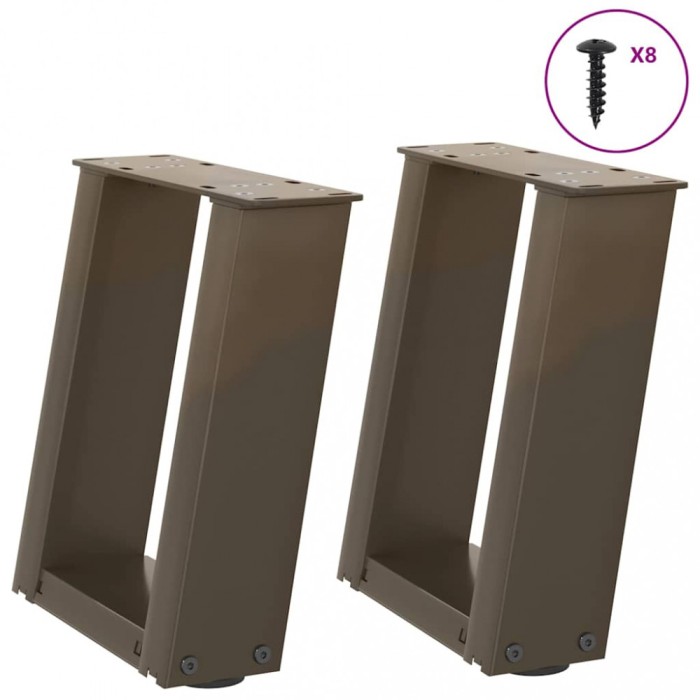 vidaXL Picioare pentru măsuță de cafea &icirc;n formă de U, 2 buc., oțel natural, 30x(30-31) cm