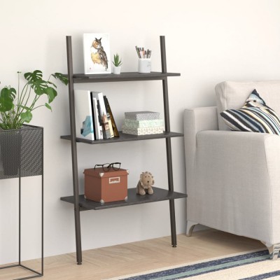 vidaXL Raft sprijinit, cu 3 niveluri, negru, 64x34x116 cm 336372 foto