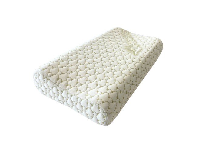Perna ergonomica Aloe Vera Memory, sustinere exacta pentru gat si cap, husa detasabila, 30x50x10/8 cm, ambalata la geanta Relax KipRoom