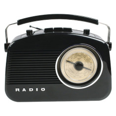 Radio AM/FM Konig, design retro, Negru foto