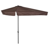 Cumpara ieftin Outsunny Umbrelă Soare Semicirculară Terasă Grădină Semilună Perete Manivela 230x130x249cm Cafea | Aosom Romania