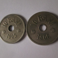 Romania lot 2 monede 10 Bani:1905+1906