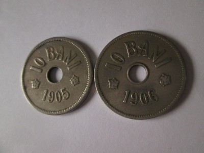 Romania lot 2 monede 10 Bani:1905+1906 foto