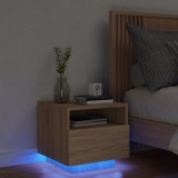Cumpara ieftin Noptieră cu lumini LED, stejar sonoma, 40x39x37 cm