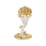 Decoratiune Figurina, Fata ganditoare cu fluturi, 28x10x15 cm, Alb/Auriu, ATU-081857, Oem