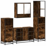 Cumpara ieftin Set de mobilier de baie 4 piese Lemn prelucrat de stejar afumat