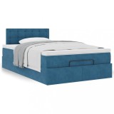 Gossi cadru de pat otoman cu saltea albastru inchis 120x200cm catifea