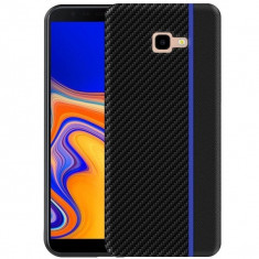 Husa SAMSUNG Galaxy J4 Plus 2018 - Luxury Carbon Moto TSS, Negru/Albastru