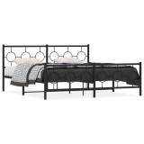 VidaXL Cadru pat metalic cu tăblii de cap/picioare, negru, 183x213 cm