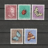 Fluturi Pro Juventute Sc. B217-221 (Scott) Elvetia 1952, Fauna, Nestampilat
