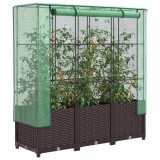 Strat &icirc;nălțat cu husă de seră, aspect ratan, 120x40x138 cm