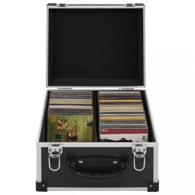 vidaXL Casetă pentru 40 CD-uri, negru, aluminiu ABS foto
