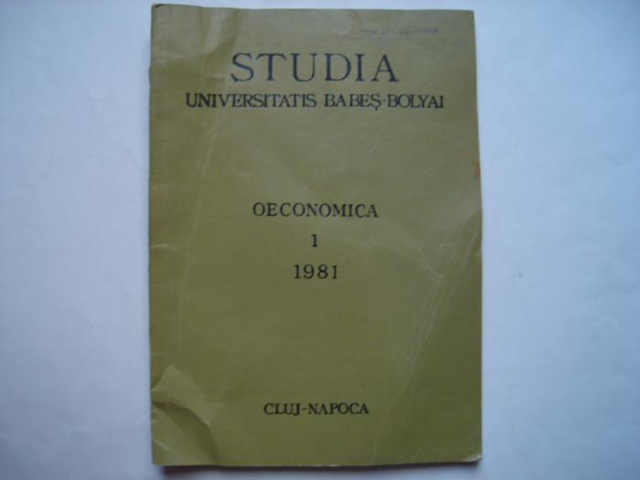 Studia Universitatis Babes-Bolyai. Seria Oeconomica, 1, 1981