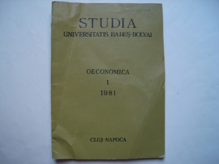 Studia Universitatis Babes-Bolyai. Seria Oeconomica, 1, 1981