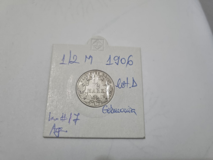 moneda germania 1/2m 1906