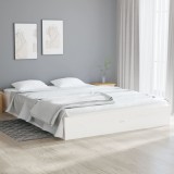 Gossi cadru de pat dublu, alb, 135x190 cm, lemn masiv