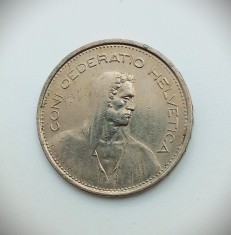 ELVETIA 5 francs 1970 _ moneda cupru nichel _ km # 40a.1 _ tiraj mic