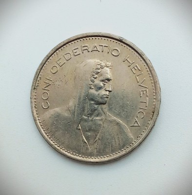 ELVETIA 5 francs 1970 _ moneda cupru nichel _ km # 40a.1 _ tiraj mic foto