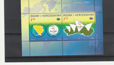 Olimpiada Sydney 2000,semne olimpice ,harta ,Bosnia. foto