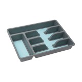 Suport tacamuri pentru sertar, 36 x 26.5 x 4.5 cm, plastic, 5 compartimente, Gri, General