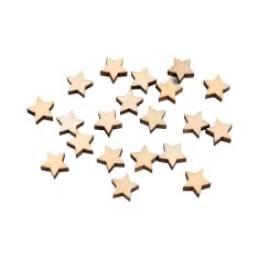Set 20 mini stelute din lemn pentru lipit, 10 mm, Natur