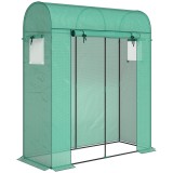 Outsunny Sera de Balcon cu Ușă și Ferestre Rulante, Sera pentru Grădină cu Structură din Oțel și Acoperiș PE, pentru Plante, Legume, Flori, Fructe, An