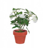 Trandafir alb artificial decorativ in ghiveci pentru interior, Oem