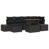 vidaXL Set de masă pentru grădină cu pernă 7 pcs Negru și Maro 3350085